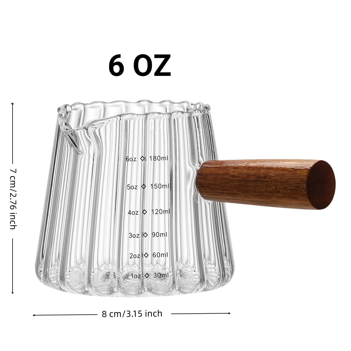 1 Pcs 180ml Mini Coffee Cup, Glass Milk Cup, Italian Coffee Cup With Wooden Handle, Coffee Measuring Cup - DropOnline.co