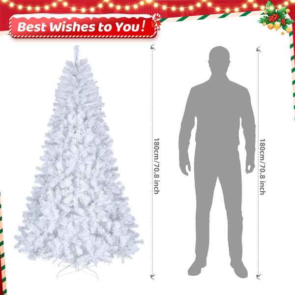 White 7ft Christmas Tree - 950 Branches PVC Material
