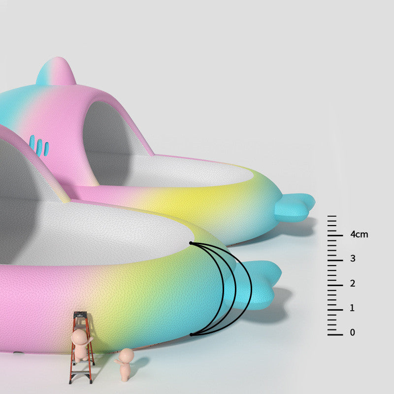 Gradient Rainbow Shark Slippers Women's Summer Indoor - DropOnline.co