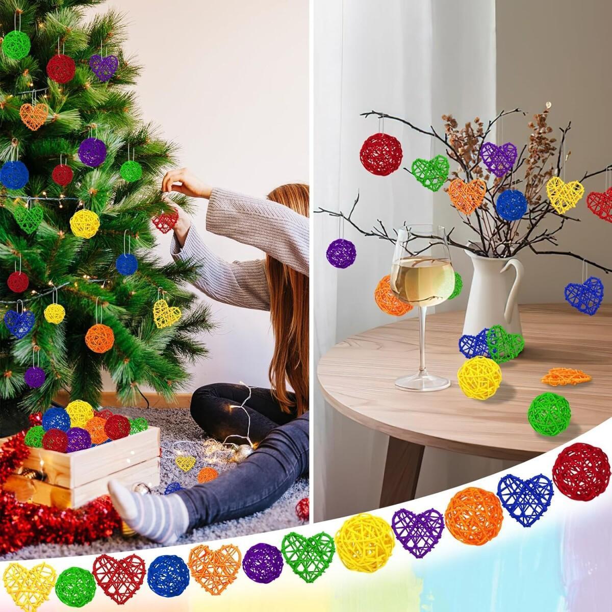 48Pcs Colorful Wicker Rattan Balls - DropOnline.co