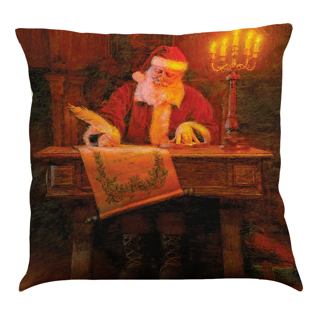 Oil Painting Santa Claus Christmas Cushion Pillowcase - DropOnline.co