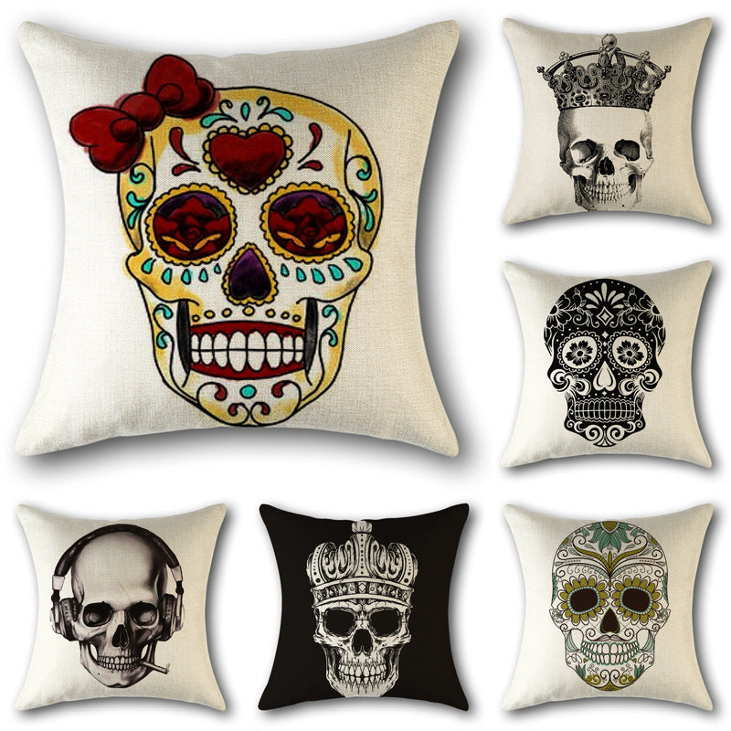 Skull Print Cushion Cotton Cover Sofa Cushion Bed Scandinavian Decorative Pillow Case - DropOnline.co