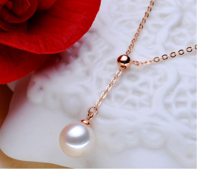 Ladies Adjustable Y-shaped Pearl Necklace - DropOnline.co