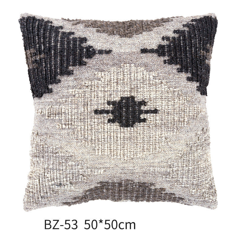 Handmade Wool Pillow Simple Modern American Country Nordic Style Imitation Leather Creative Cushion Cover - DropOnline.co