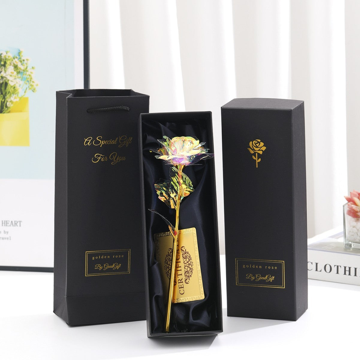 Gold Foil Rose Creative Holiday Gifts For Girls - DropOnline.co