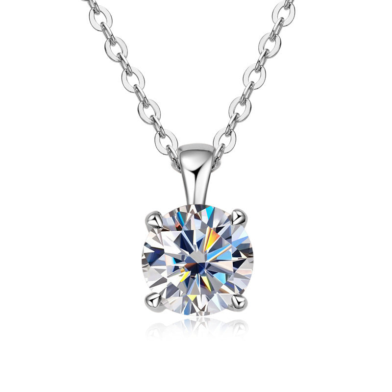 Classic Four-claw Diamond Necklace High-grade 925 Silver Plating 18K Gold Pendant - DropOnline.co