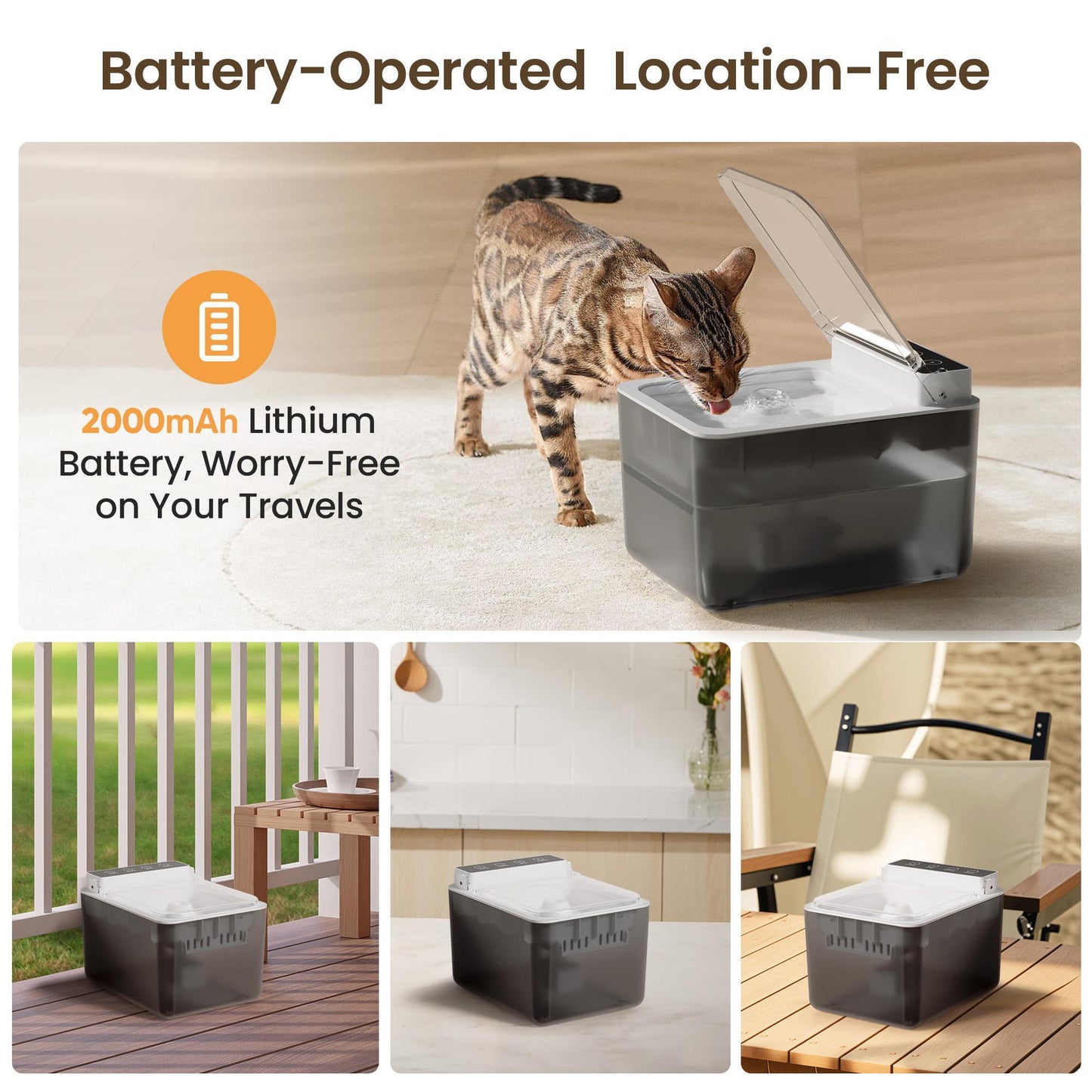 Wireless Charging Battery Driven 304 Stainless Steel Cat Automatic Induction Pet Water Fountain - DropOnline.co