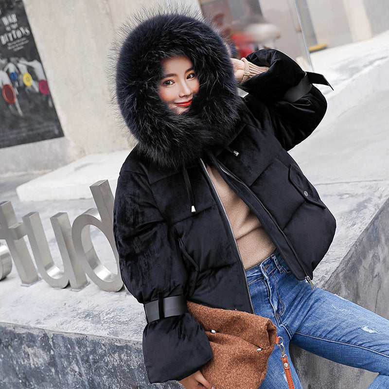 Big fur collar bread coat cotton coat - DropOnline.co