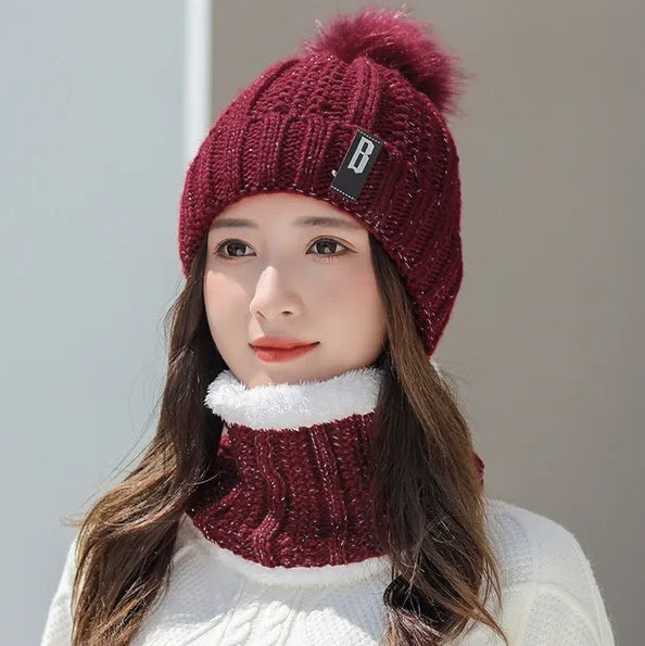 Winter Beanie Hat Scarf Set Women Warm Knitting Skull Cap - DropOnline.co