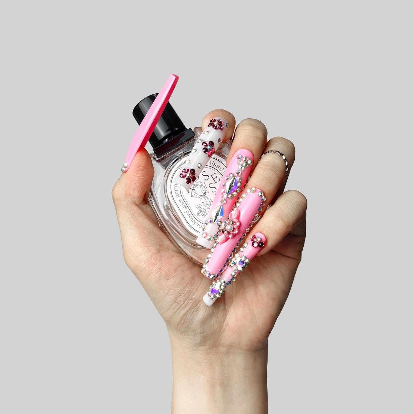 GGddsha 2025 Long Novel Design And Reusable Handmade Nails 10PCS Pmma Acrylic Nails Press OnNails Kit With Box Gifts For Women,Rose Bloom - DropOnline.co