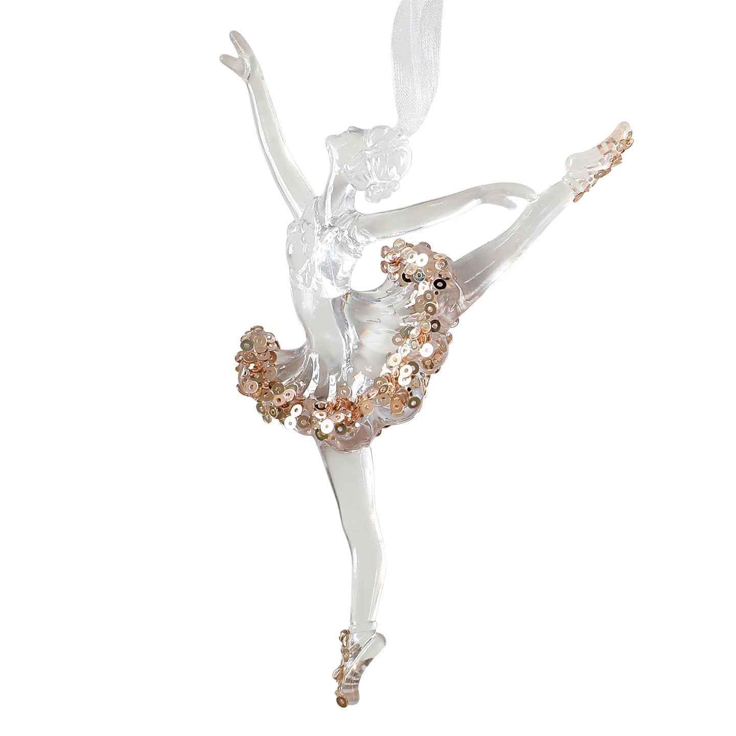 Christmas Sequined Acrylic Pendant - Transparent Champagne Gold Ornament Decoration - DropOnline.co