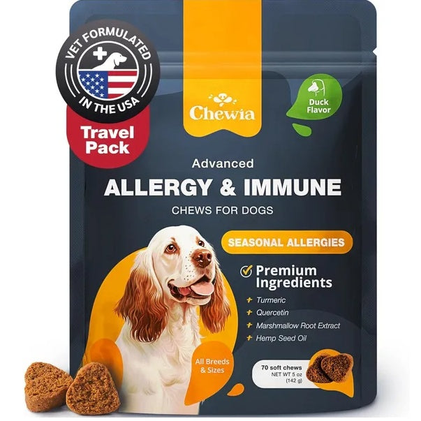 Dog Allergy Relief Chews Itch Relief For Dogs Anti Itch Dog Allergy Chews US Formulated Dog Itching Skin Relief With Salmon Oil Immune Health Seasonal Allergies & Hot Spots Support Treats - DropOnline.co