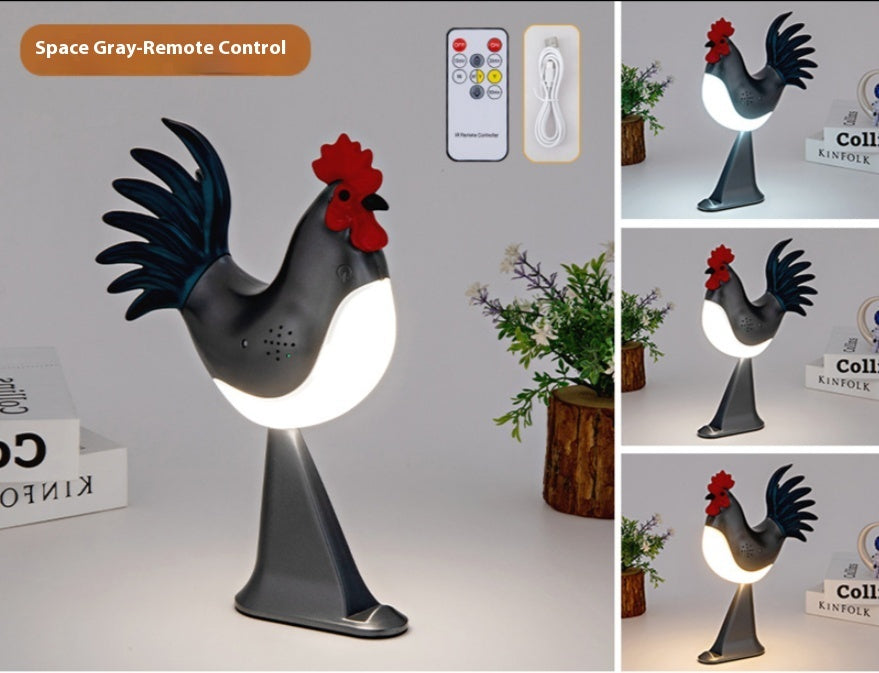 LED Rooster Night Light Touch With Sound Rechargeable Bedroom Bedside Lamp Dimmable Car Ambience Aroma Carrying Lamp Home Decor - DropOnline.co