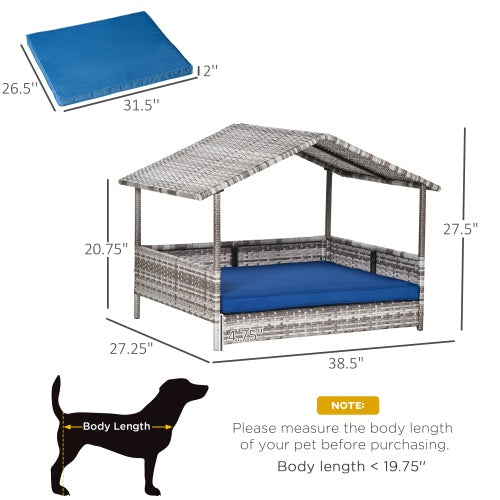 The Rattan Dog House Outdoors With A Canopy, The Rattan Dog Bed With A Waterproof Mat Is Suitable For Small And Medium Sized Dogs - DropOnline.co