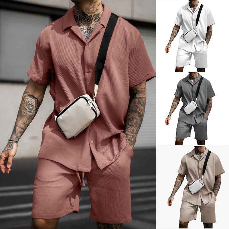 Men's Casual Polo Shirt and Shorts Set - Comfortable 2-Piece Summer Outfit