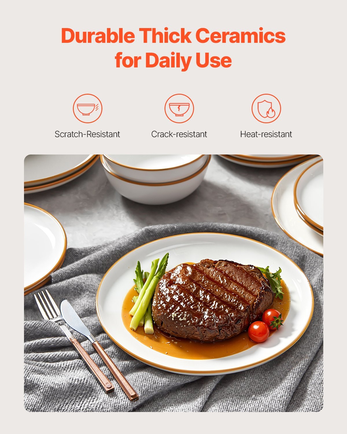 18 PCS Dinnerware Set Ceramic Plates And Bowls Sets Service For 6 White - DropOnline.co