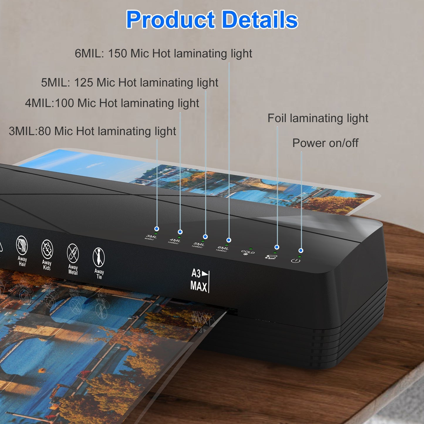 1Pc 13Inch Laminator Machine Hot And Cold Mode A4 Personal Thermal Laminator With ABS Function 60S Warm Up Time 30Mins Auto Off For Home Office School Business - DropOnline.co