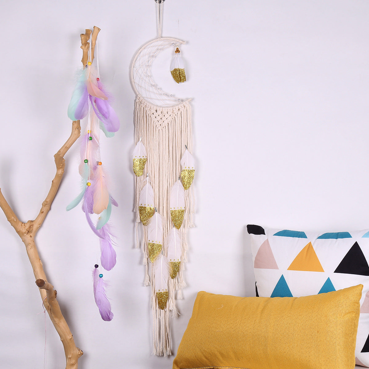 Crescent Dream Catcher Home Decor Gold - DropOnline.co