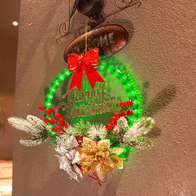 Christmas LED Garland 30cm - 60 Light Battery Powered Luminous Door Wreath Decoration - DropOnline.co