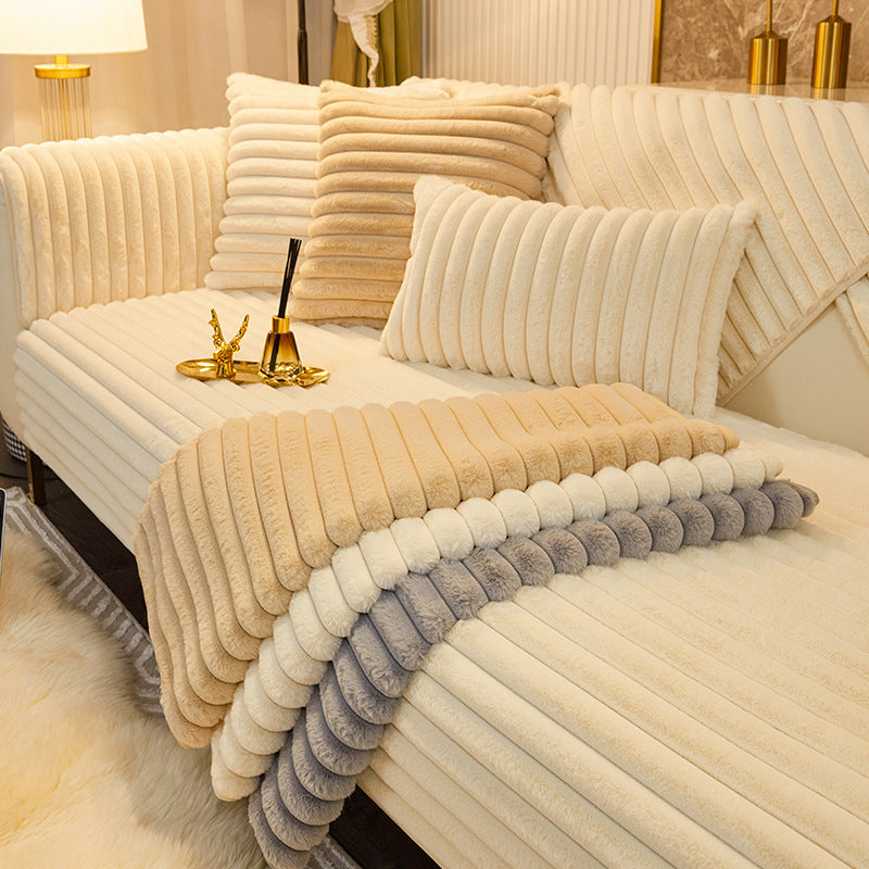 High-grade Rabbit Plush Winter Sofa Cushion - DropOnline.co