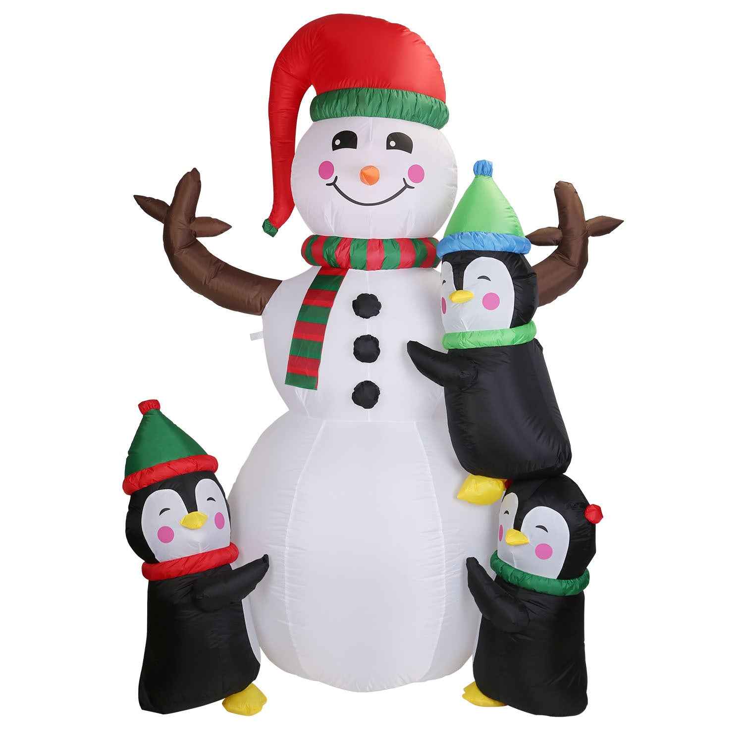 5.9FT Christmas Inflatable Outdoor - Snowman Penguin with LED Light Built-in Blower - DropOnline.co