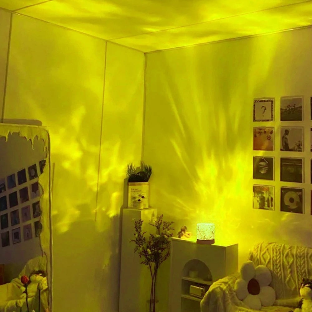 Crystal Lamp Water Ripple Projector Night Light Decoration Home Houses Bedroom Aesthetic Atmosphere Holiday Gift Sunset Lights Home Decor - DropOnline.co