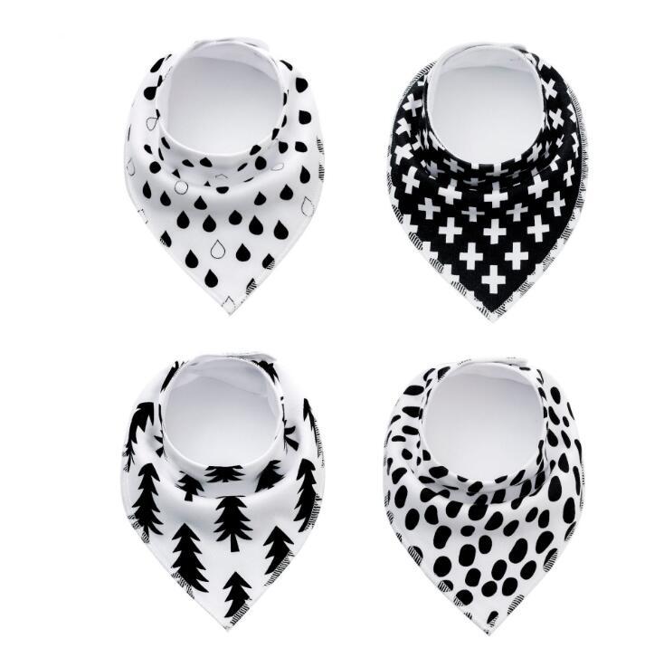 Baby Bandana Bibs 4-Pack - Cotton Triangle Drool Bibs with Arrow & Wave Prints - DropOnline.co