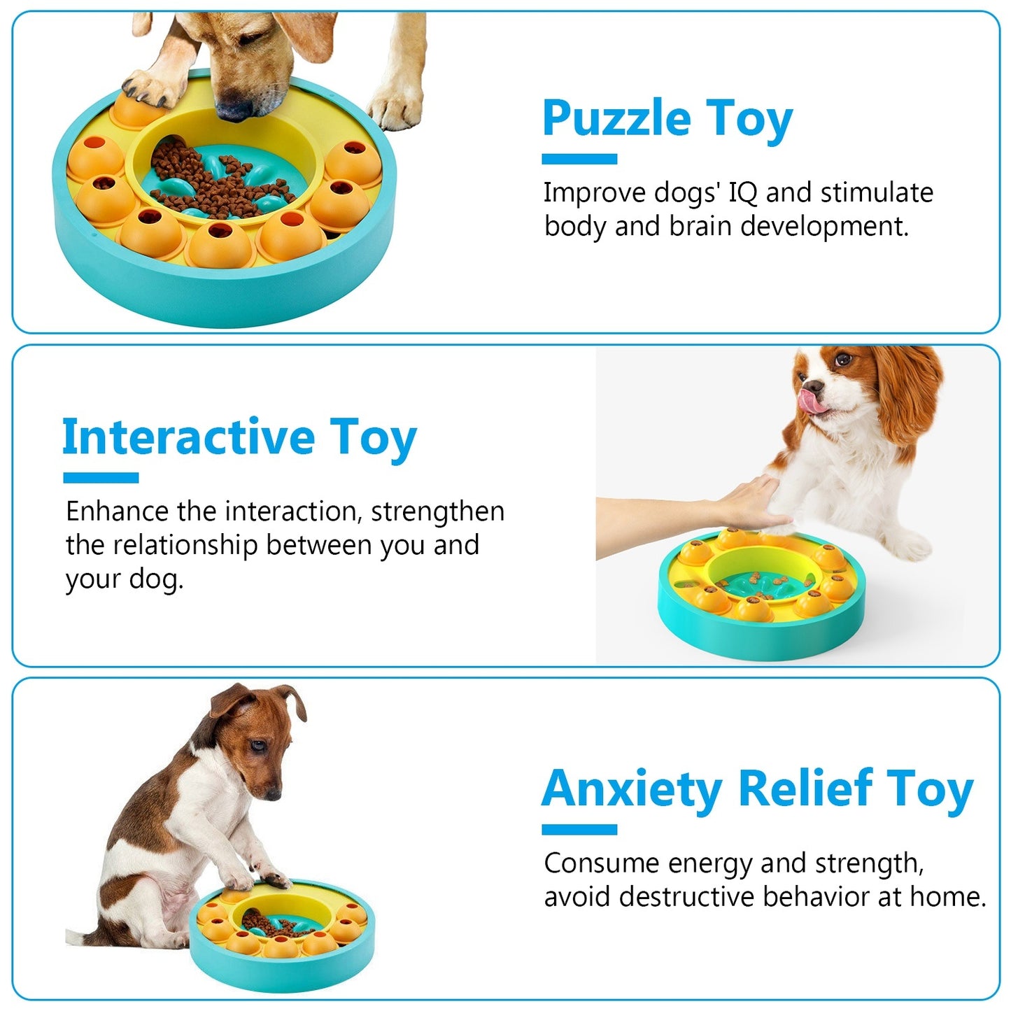 1Pc Dog Puzzle Food Feeder Slow Feeding Bowl Interactive Toy Dog Treat Dispensing Toy For IQ Training Mental Enrichment For Small Medium Large Dog Cat - DropOnline.co