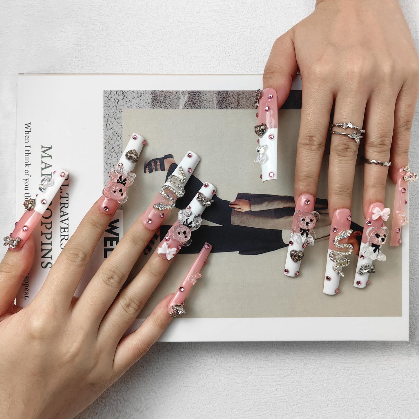 GGddsha 2024 New PMMA Acrylic Press On Nails StunningBling Nails, Rhinestone Fake Nails, Glitter Rhinestone NailsGradient  Fake NailsEnchanted Duo - DropOnline.co