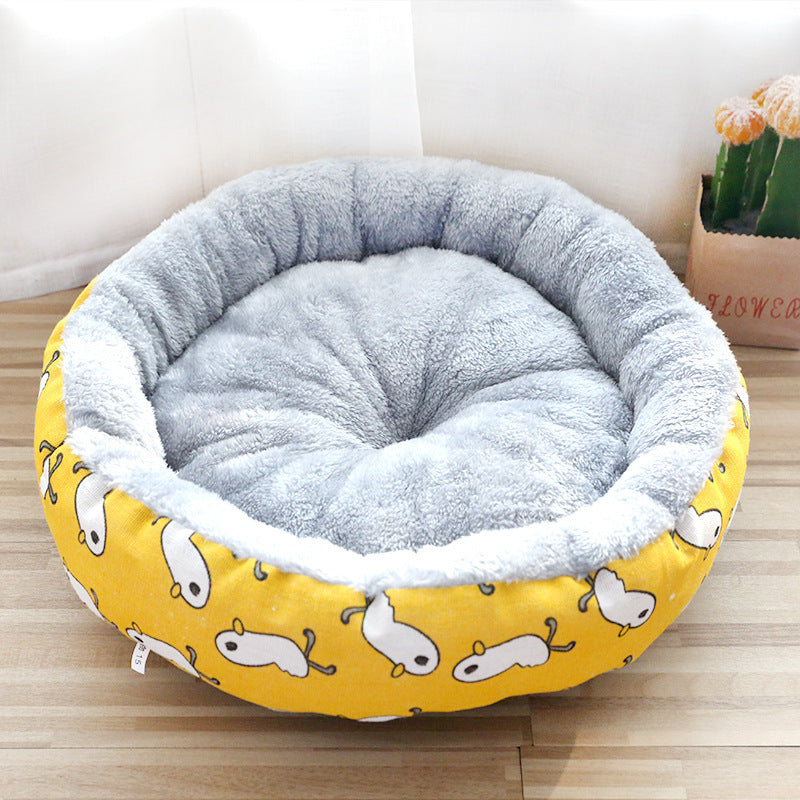Dog and Cat Litter Bed - Round Cotton Padded Pet Cushion for Comfortable Sleep - DropOnline.co