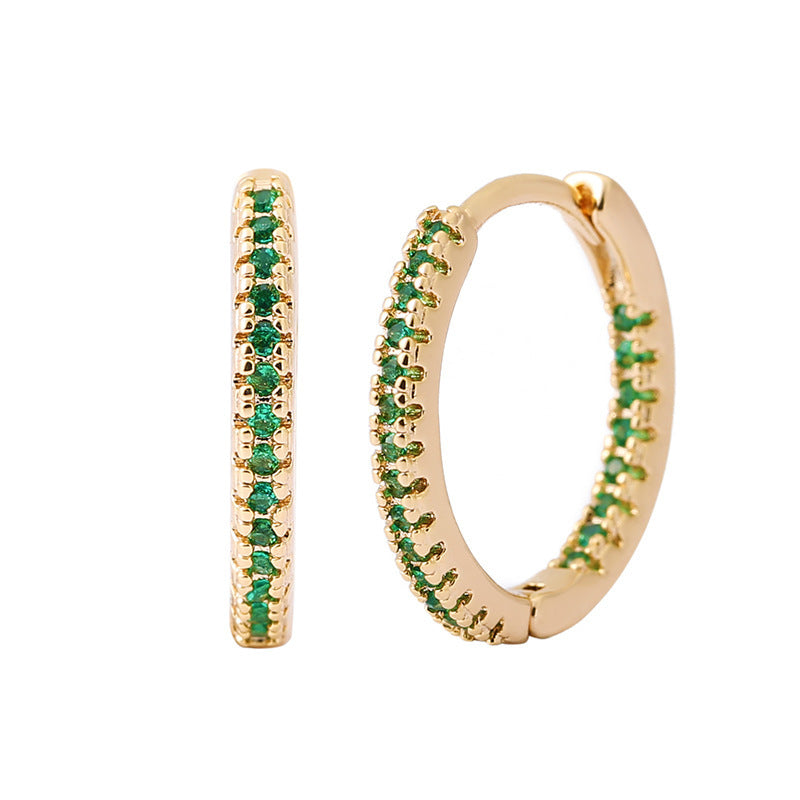 Circle Female Earrings Ear Clip Multicolor Zircon Elegant - DropOnline.co