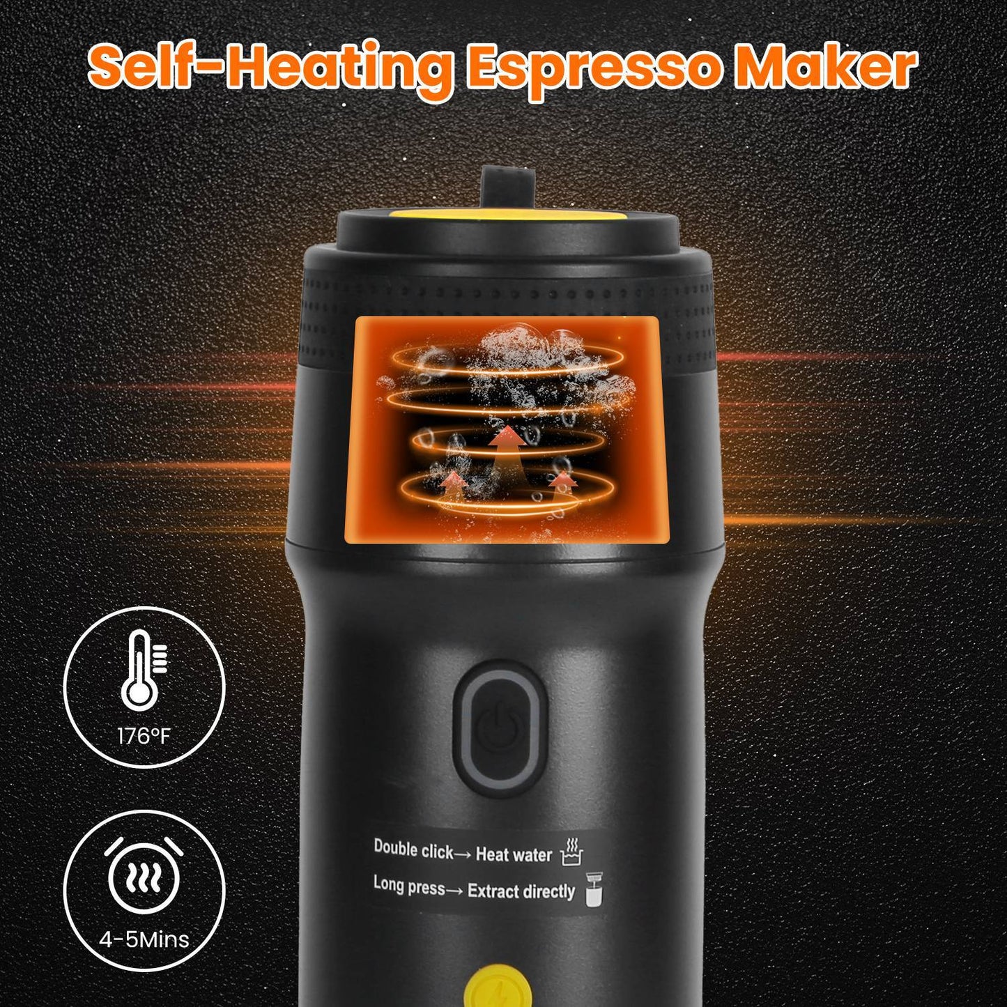 1Pc Portable Electric Espresso Machine Cordless Coffee Maker Self Heating Car Espresso Maker With Anti Dry Burn Fit For Ground Coffee NS DG Capsules For Car Camping Hiking RV Home Office - DropOnline.co