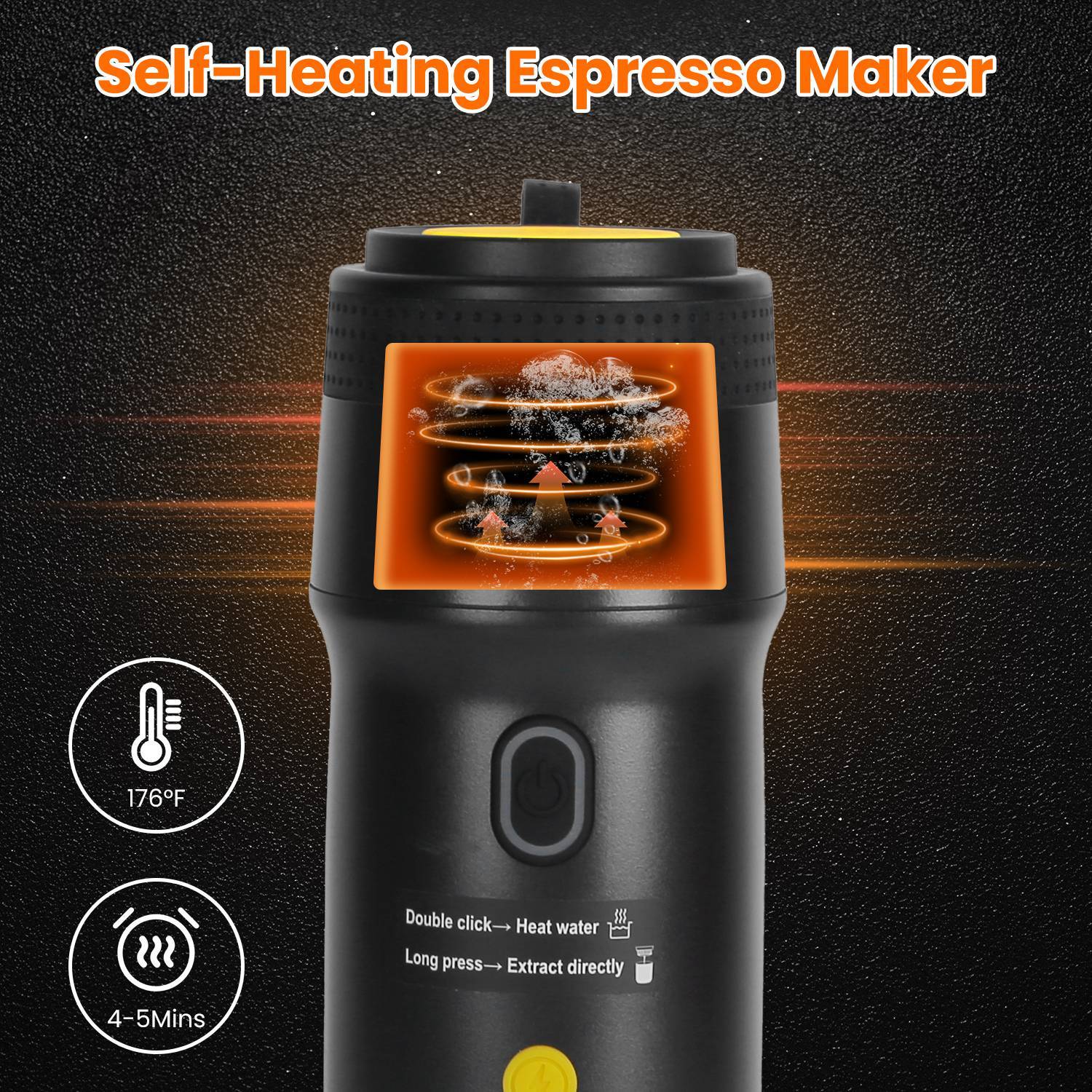 1Pc Portable Electric Espresso Machine Cordless Coffee Maker Self Heating Car Espresso Maker With Anti Dry Burn Fit For Ground Coffee NS DG Capsules For Car Camping Hiking RV Home Office - DropOnline.co