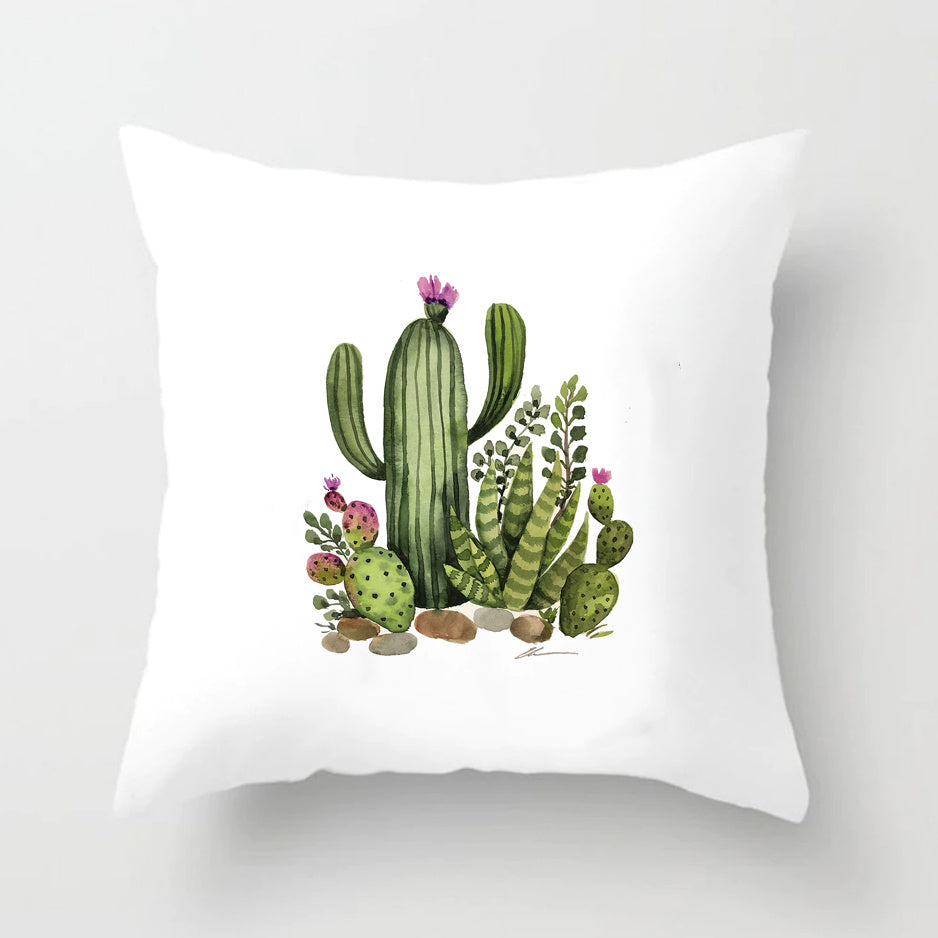 Soft Cactus Print Throw Pillow Cushion Cover - DropOnline.co