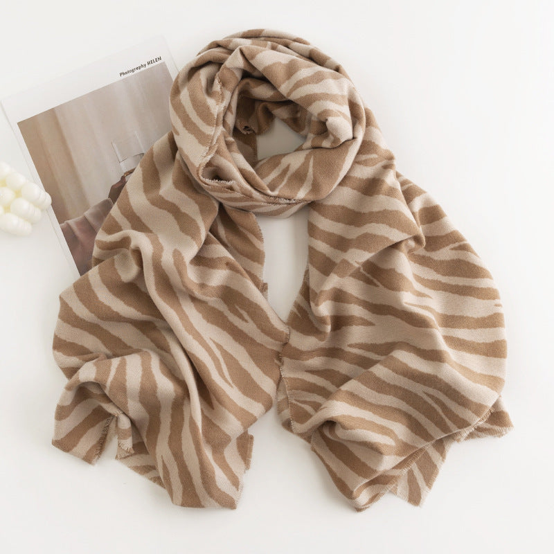 Leopard Print Artificial Cashmere Scarf Women's Warm Scarf Winter - DropOnline.co