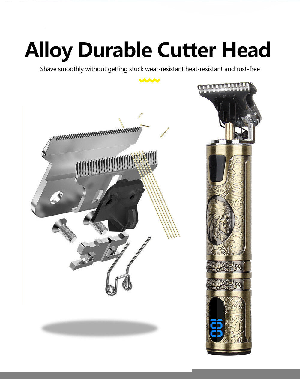 Beard Trimmer Hair Clippers Cordless Hair Cutting Kit Barber Shaving Machine For Men USB Rechargeable - DropOnline.co