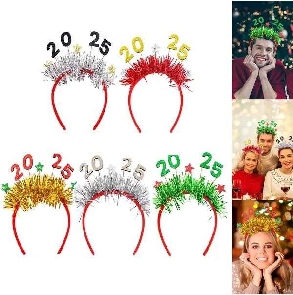 5PCS 2025 New Year Headband - Star Hairbands with Sequins Party Props - DropOnline.co