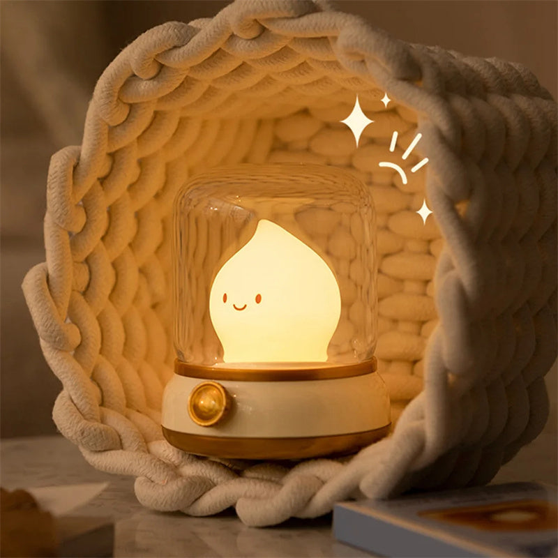 Retro Small Night Lamp - Bedroom Mini Desktop LED Cute Rechargeable Portable Cartoon Table Lamp - DropOnline.co