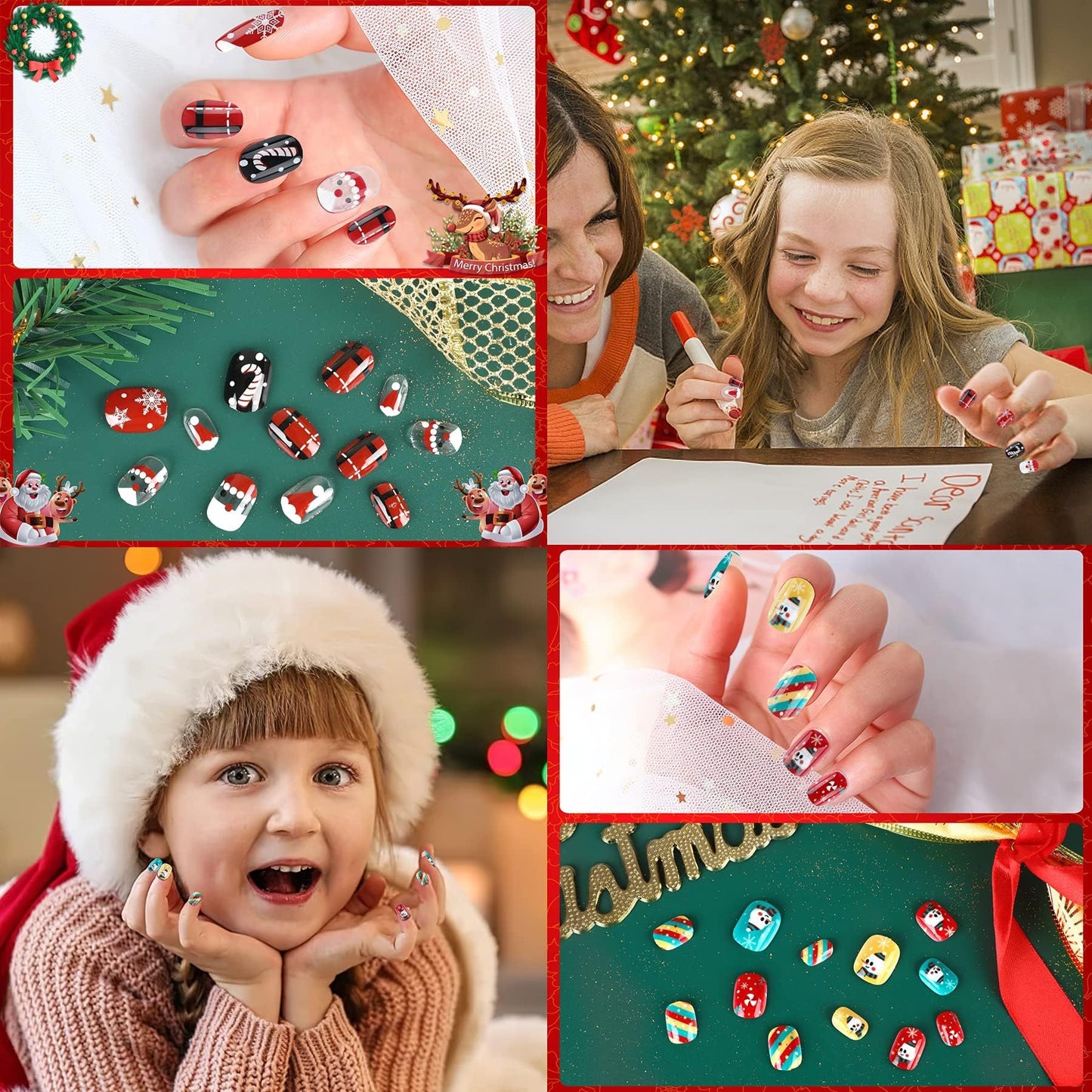 Christmas Stick On Nail, 48 Pcs False Nails Kids Full Cover Xmas Short False Nail Children Nails Lovely Gift For Kids Little Girls Nail Art Decoration-Ban On Selling On Amazon - DropOnline.co