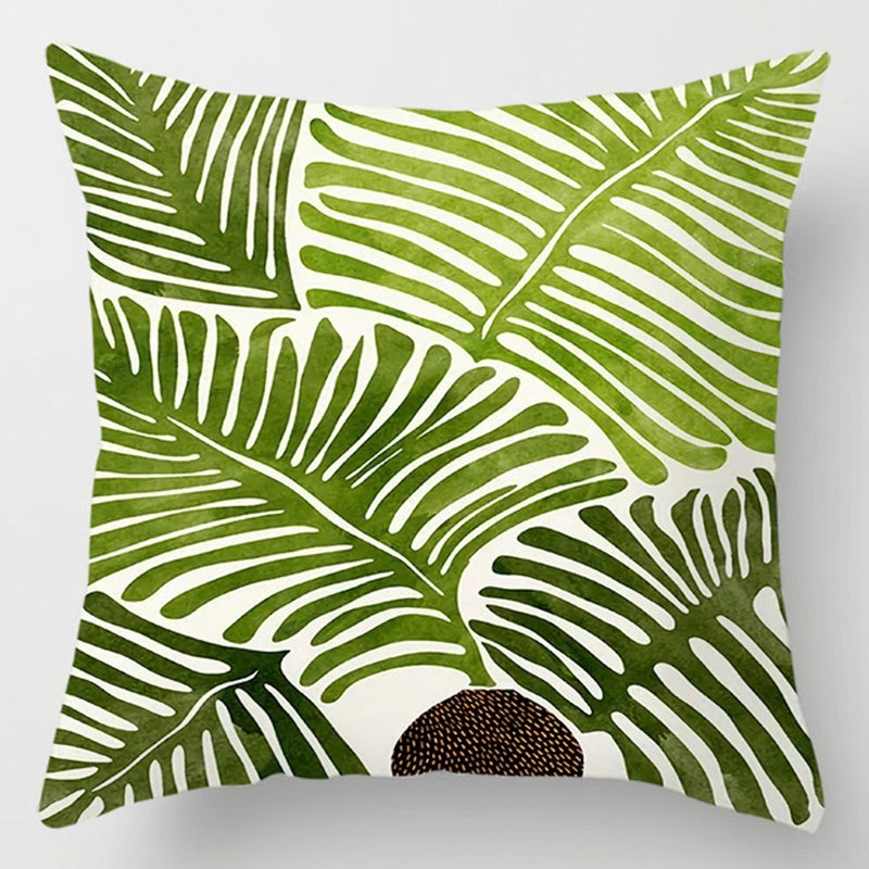 Floral Plant Pattern Cushion Cover - Botanical Bedroom Decor Throw Pillow Case - DropOnline.co