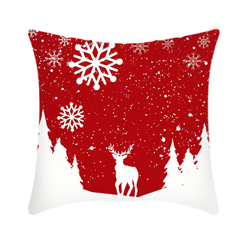Merry Christmas Cushion Cover 45cm Elk Santa Claus Short Plush Sofa Pillow Cover Home Decor Pillowcase Christmas Decoration - DropOnline.co