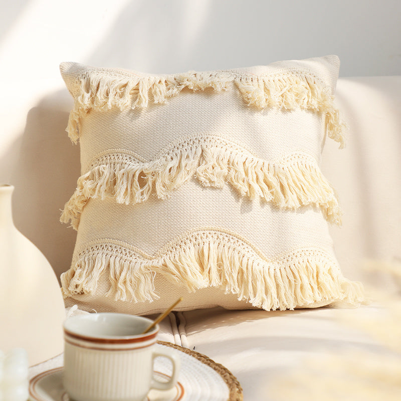 Pillowcase Tufted Pillow Solid Color Cover Waist Cushion - DropOnline.co