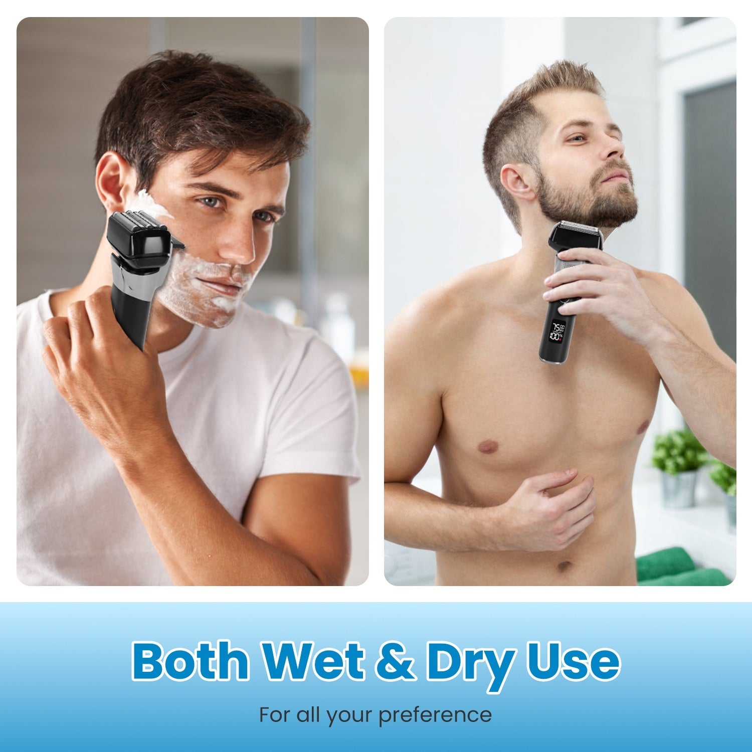 Electric Foil Face Shaver 5-Blade Electric Razor For Men Wet & Dry Jawline Beard Trimmer Precision Sideburn Shavers IPX6 Waterproof With LED Display Cleaning Brushes - DropOnline.co