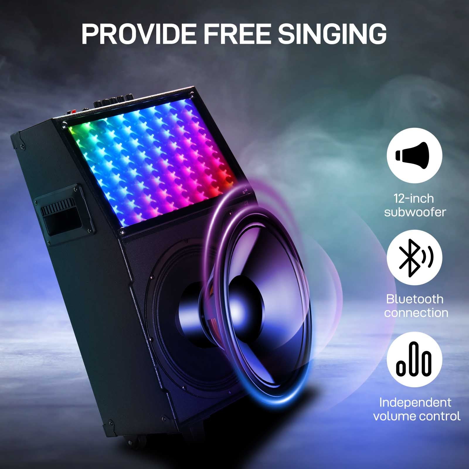 12in 60W LED Spectrum Light Bluetooth Remote Control Rod Speaker - DropOnline.co