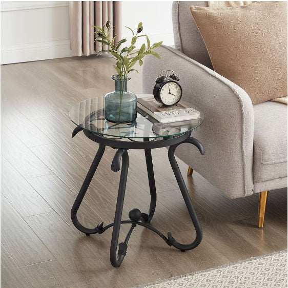 2 Piece Tempered Glass Finished Coffee Table Set With Decorative Coffee Table Round End Side Table - DropOnline.co