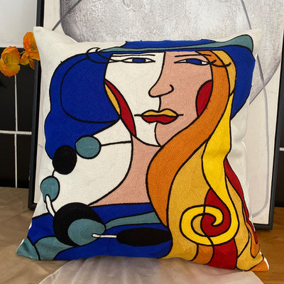 Embroidered Cushion Against Color Three-dimensional Throw Picasso Abstract Pillowcase - DropOnline.co