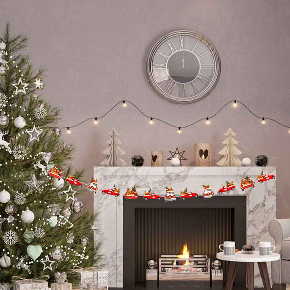 2 Pack Christmas Banner Paper Sign Garland - Gingerbread Man Snowman Bunting - DropOnline.co