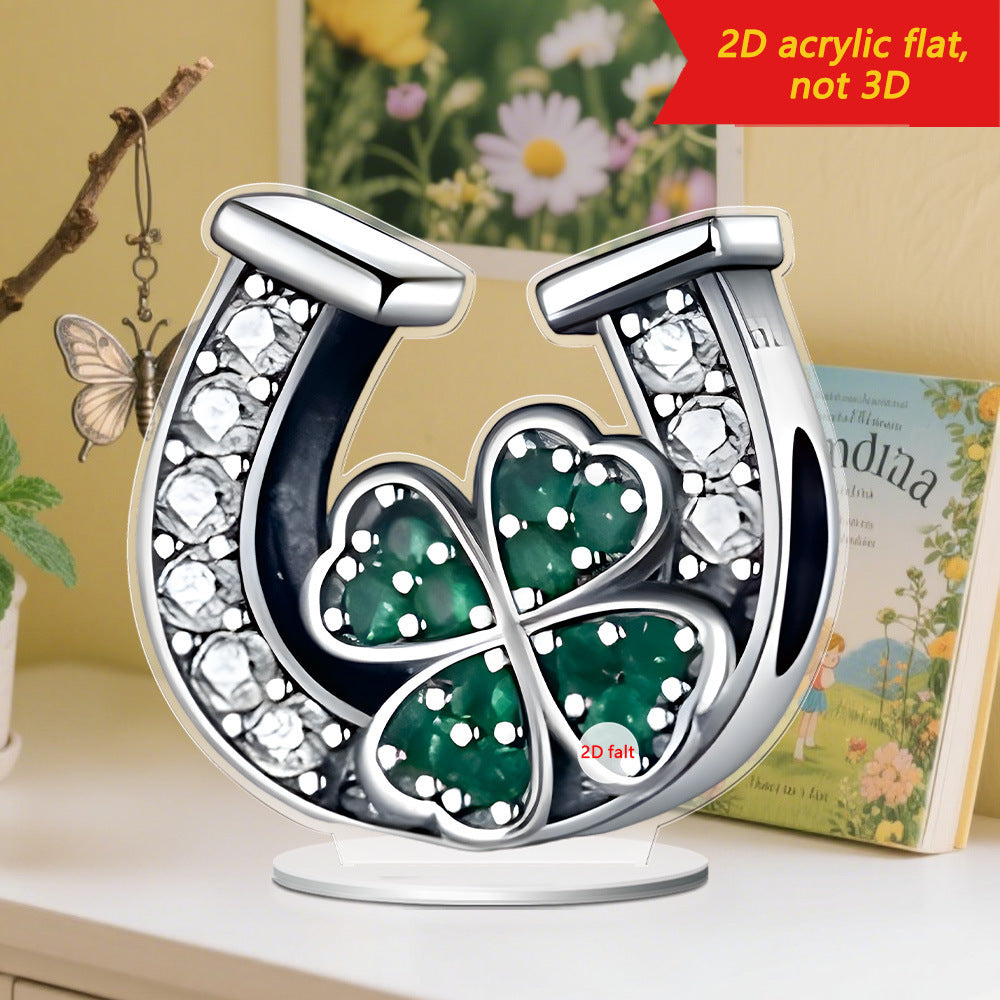 U-shaped Clover 2D Flat Acrylic Desktop Decoration - DropOnline.co