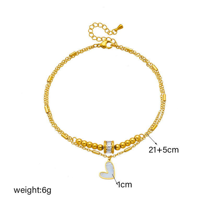 Fashion Jewelry Boho Classic Love Heart Ankle Chain Double Layer Chain Bracelet Anklet Charm Tassel Leg Chain On Foot Chain Women Party Jewelry Accessories - DropOnline.co