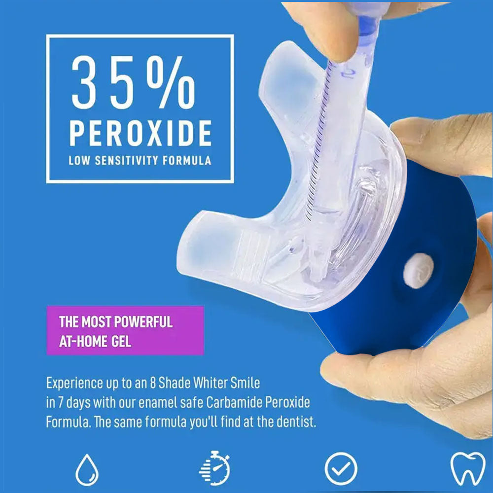 Teeth Profession Kit - 5X LED Light Tooth With 3pcs Pens,1 Desensitization Pen,1 Mouth Trays Restores Your White Smile,pefect Gift For Girlfriend - DropOnline.co